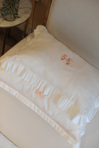Arabella Bow Ruffle frill Pillow Case Pair