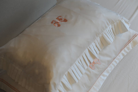 Arabella Bow Ruffle frill Pillow Case Pair