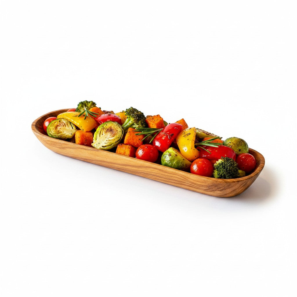 Handcrafted Olive Wood Boat Serving Trays - Individual or Nesting Platter Set