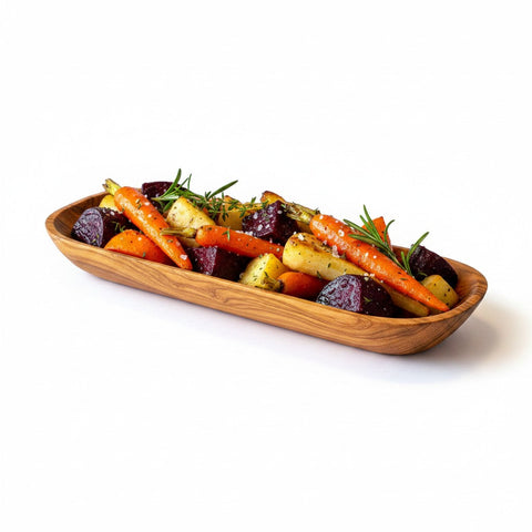 Handcrafted Olive Wood Boat Serving Trays - Individual or Nesting Platter Set