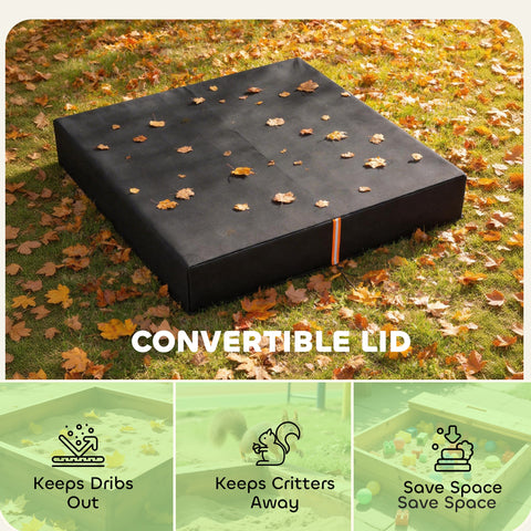 AIYAPLAY Sandbox Cover, Square Sandpit Cover Waterproof Dustproof UV Protection, Sandbox Canopy with Drawstring and Elastic Band