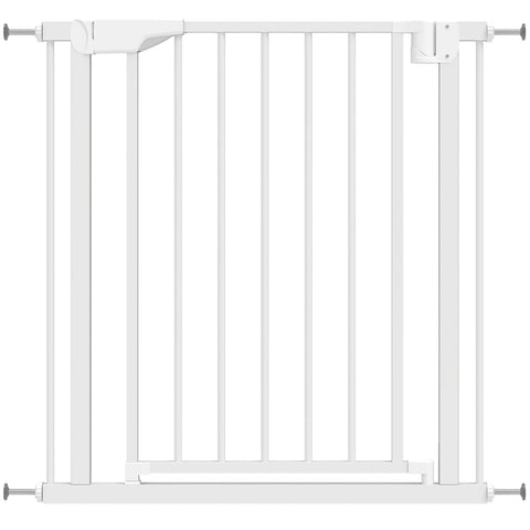 PawHut Baby Gate, Pet Safety Gate Pressure Fit, 76-82cm Wide with Two-Way Open, One-Hand Opening