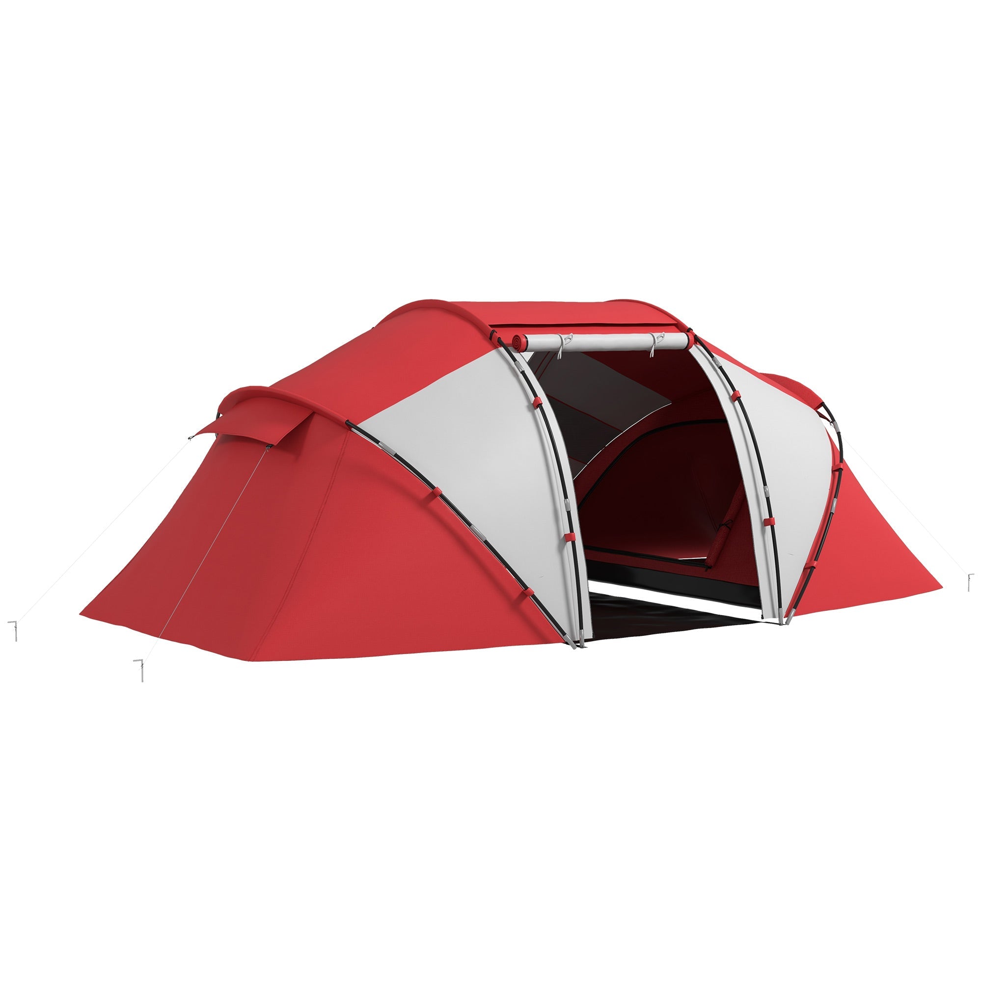 Outsunny 4-6 Man UV Protection Camping Tent - Grey and Red