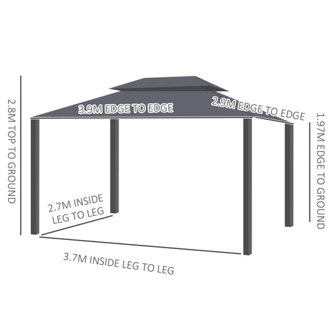 Outsunny 3 x 4m Aluminium Garden\'c2\'a0Gazebo, Marquee Canopy Shelter Pavilion Party Tent with Nets and Curtains for Garden and Deck, Black