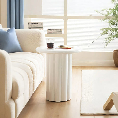 Derek Cylinder Side Table, White