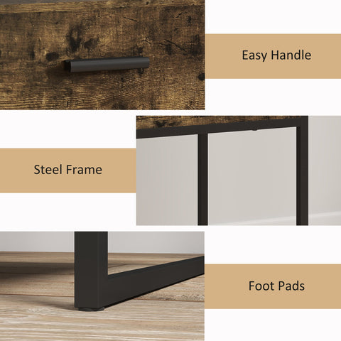 HOMCOM Modern Bedside Table - Rustic Brown