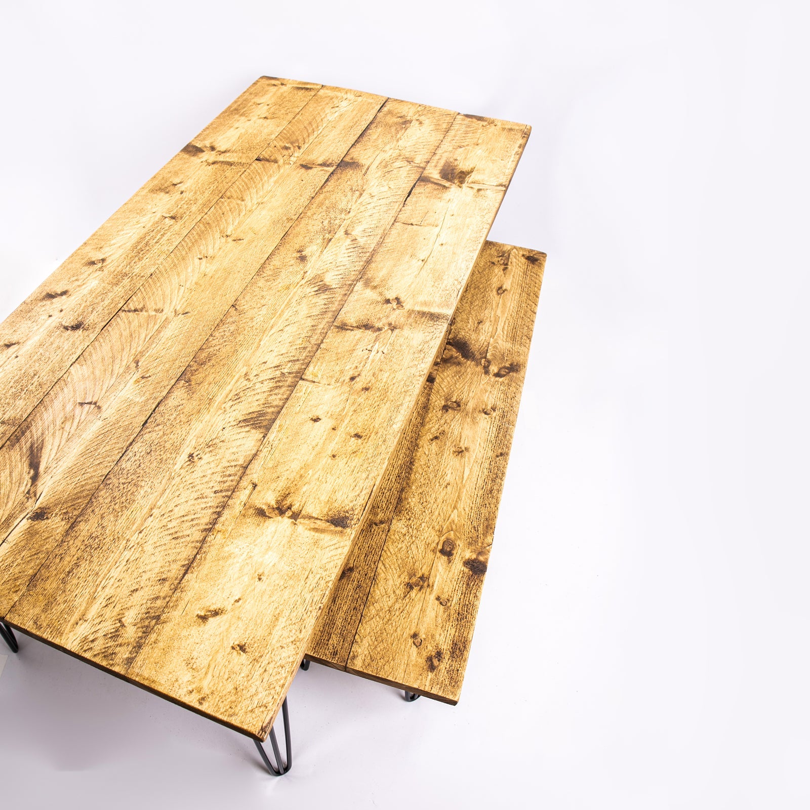 Dining Tables with Black Steel Legs - Industrial Wooden Table