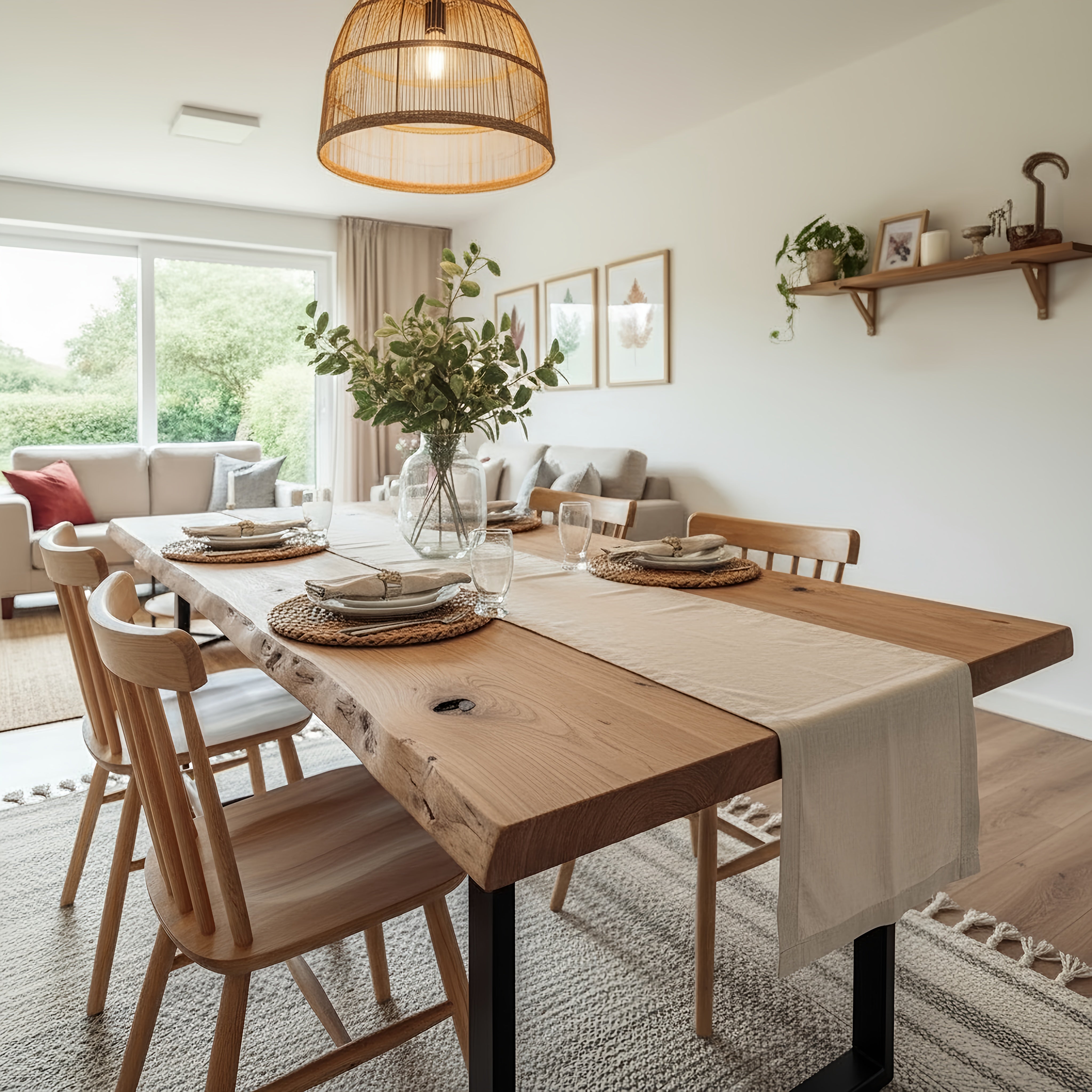 Live / Waney Edge Dining Table With Metal Legs