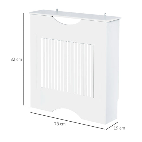 HOMCOM Painted MDF Radiator Cover Heater Cabinet Modern Slatted Home Furniture Living Room Bedroom Worktop White 82H x 78W x 19D