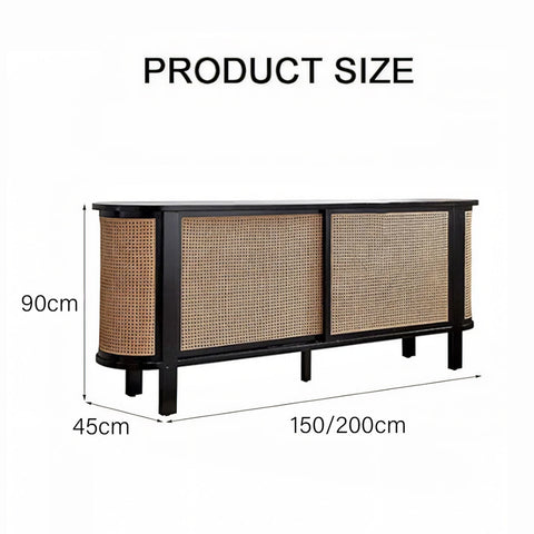 Dot Rattan Sideboard, Ash Wood & Black