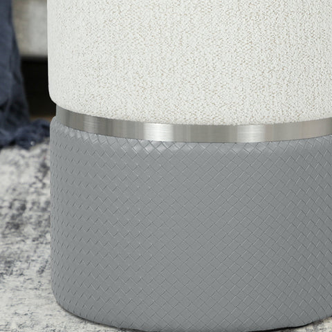 HOMCOM Nesting Round Ottoman with Storage Set of 2 - Cream/Grey