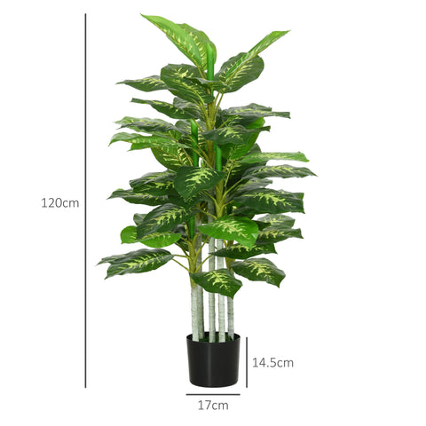 HOMCOM Artificial Evergreen Tree Fake Decorative Plant in Nursery Pot for Indoor Outdoor Decor, 120cm