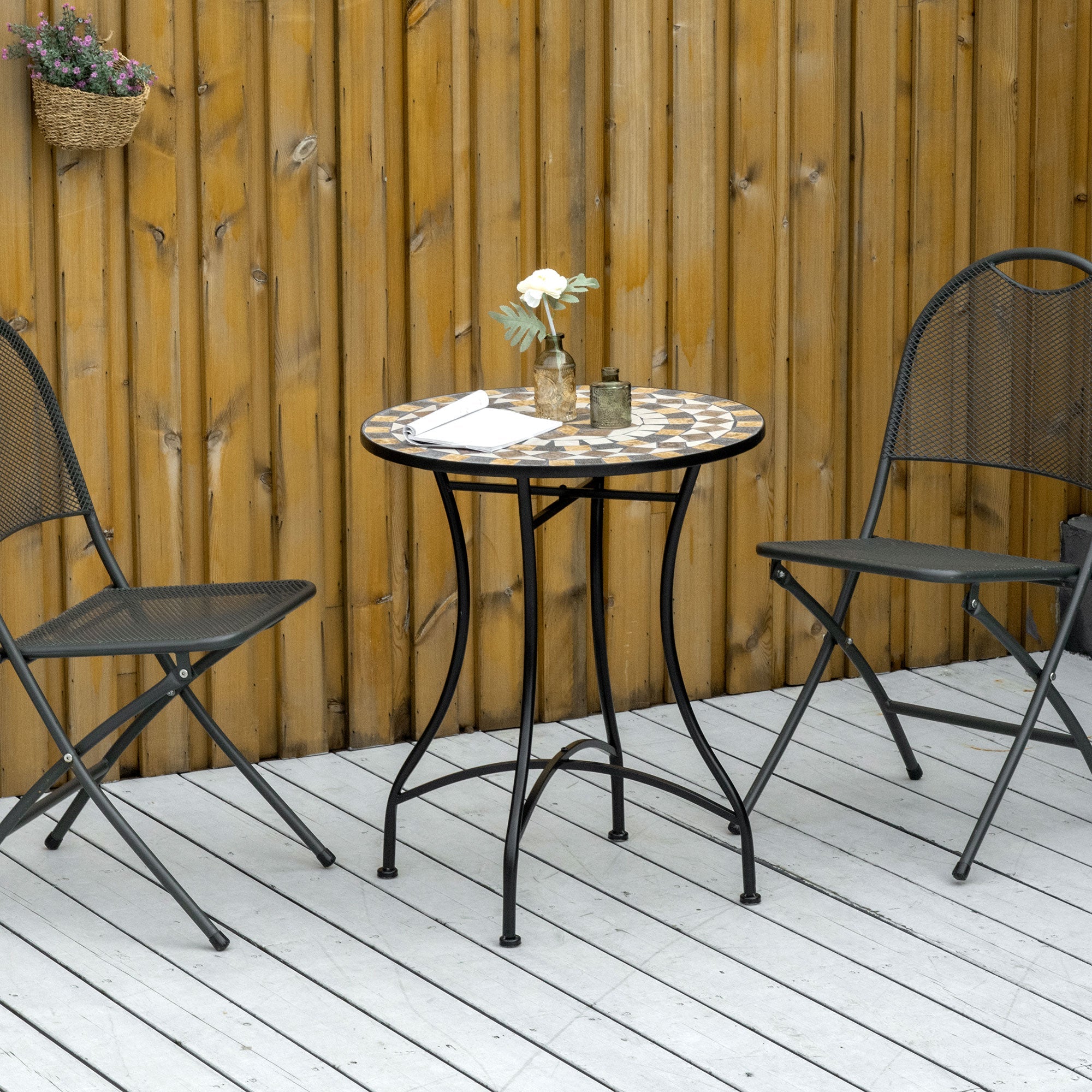 Outsunny \'ce\'a660cm Mosaic Outdoor Patio Table - Grey