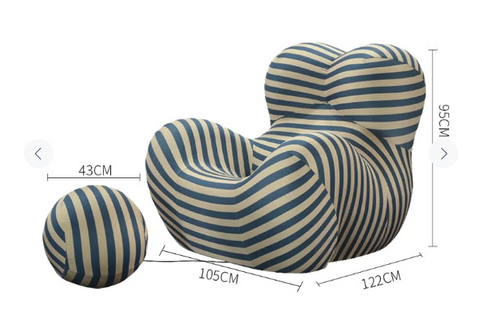 Up50 Armchair With A Ball Stool, Blue&Red