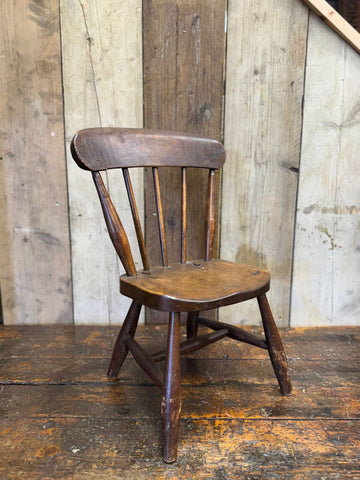 Antique Child’s Chair with Oak Seat – Nursery Book Display Plant Stand Chair A