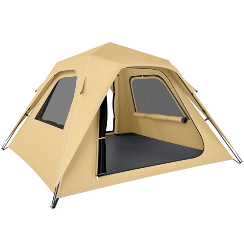 Outsunny Pop Up Tent 3000mm Waterproof Camping Tents with Mesh Windows 2-3 People Khaki