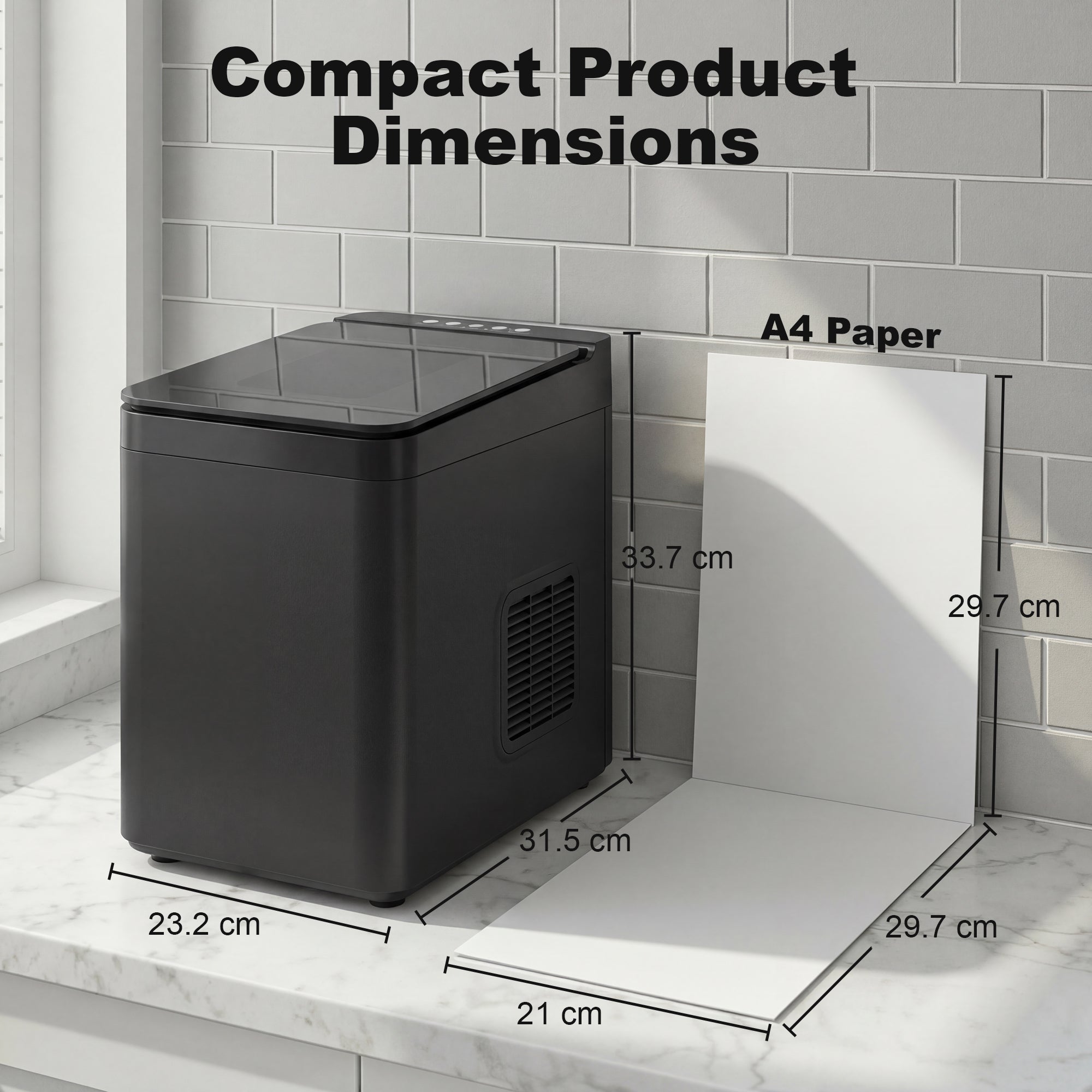 HOMCOM Countertop Ice Maker Machine Self-Cleaning Compact Ice Machine with Ice Scoop and Basket Black