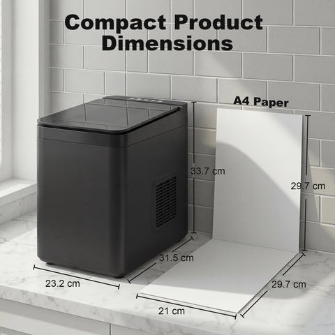 HOMCOM Countertop Ice Maker Machine Self-Cleaning Compact Ice Machine with Ice Scoop and Basket Black