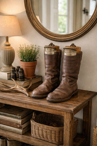 WWII Military Brown Leather Flying Army Boots with Boot Trees Jack Boots