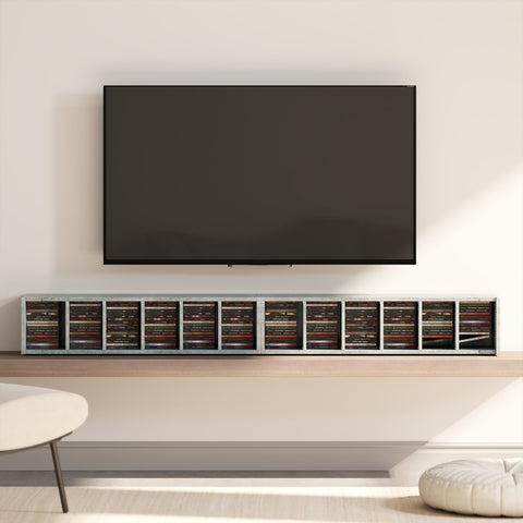 HOMCOM Set of 2 CD Media Display Shelf Unit Tower Rack with Adjustable Shelves, Grey