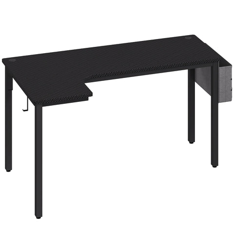 HOMCOM L-Shaped Computer Gaming Desk with Fabric Bag, Hooks and Cable Management, 145 x 81 x 76cm - Black