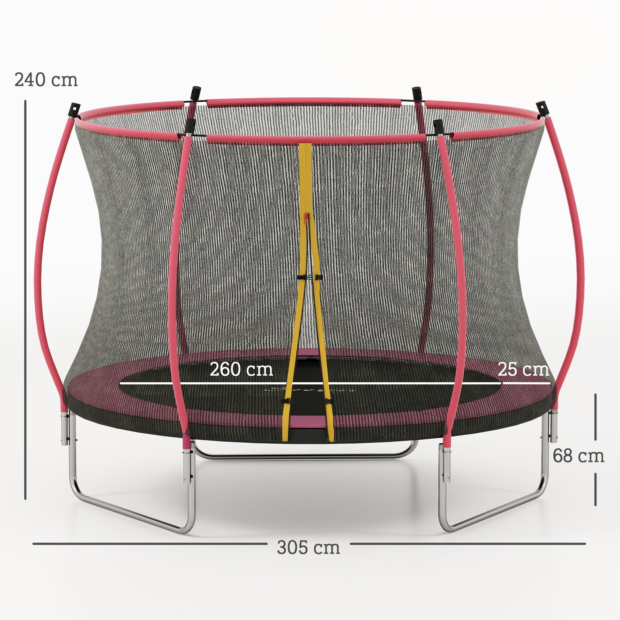 SPORTNOW 10ft Outdoor Trampoline with Enclosure Net, Spring Cover, Pink