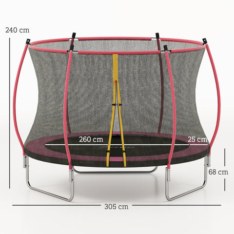 SPORTNOW 10ft Outdoor Trampoline with Enclosure Net, Spring Cover, Pink