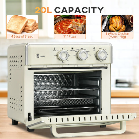 HOMCOM 20L 90-230\'e2\'84\'83 Mini Electric Oven - Cream