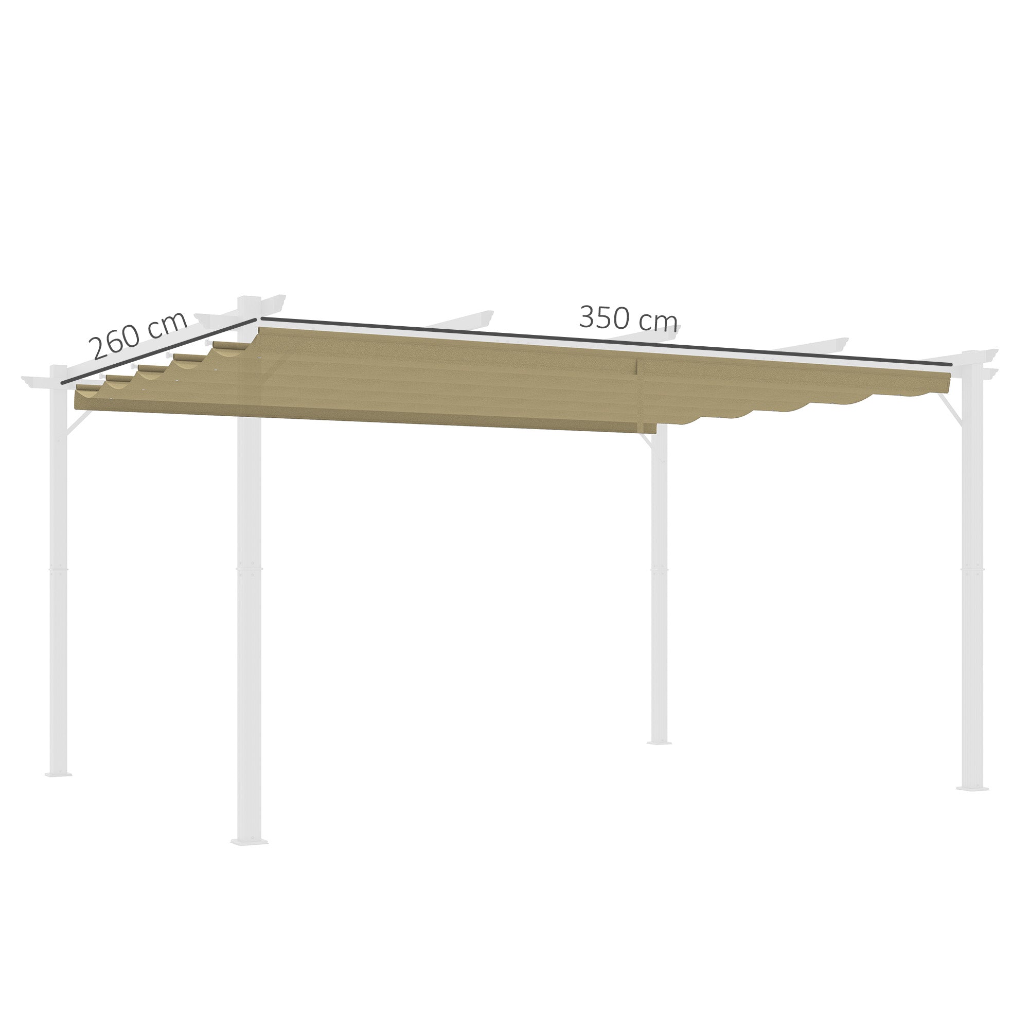 Outsunny Retractable Pergola Shade Cover, Replacement Canopy for 4 x 3 (m) Pergola, Retractable Roof, Tan