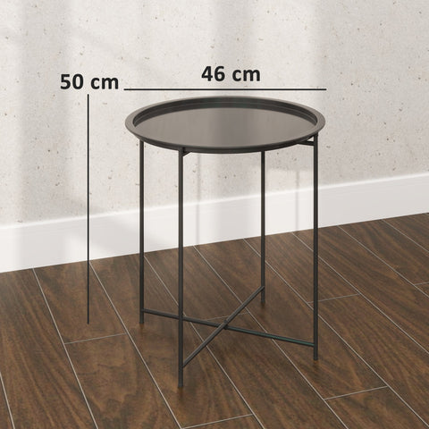Outsunny Steel Removable Tray Top Garden Table - Black