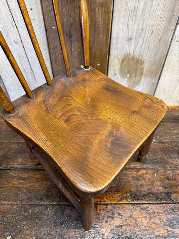 Antique Child’s Chair with Elm Seat – Nursery Book Display Plant Stand Chair C
