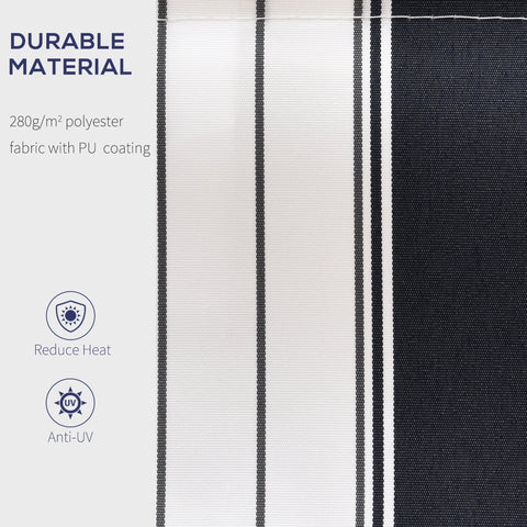 Outsunny Manual Retractable Awning, 2.5x2 m-Dark Blue/White Stripes