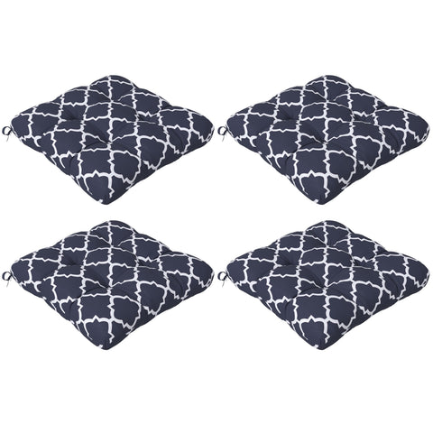 Outsunny 4-Piece Seat Cushion Pillows Replacement, Patio Chair Cushions Set with Ties for Indoor Outdoor, Blue