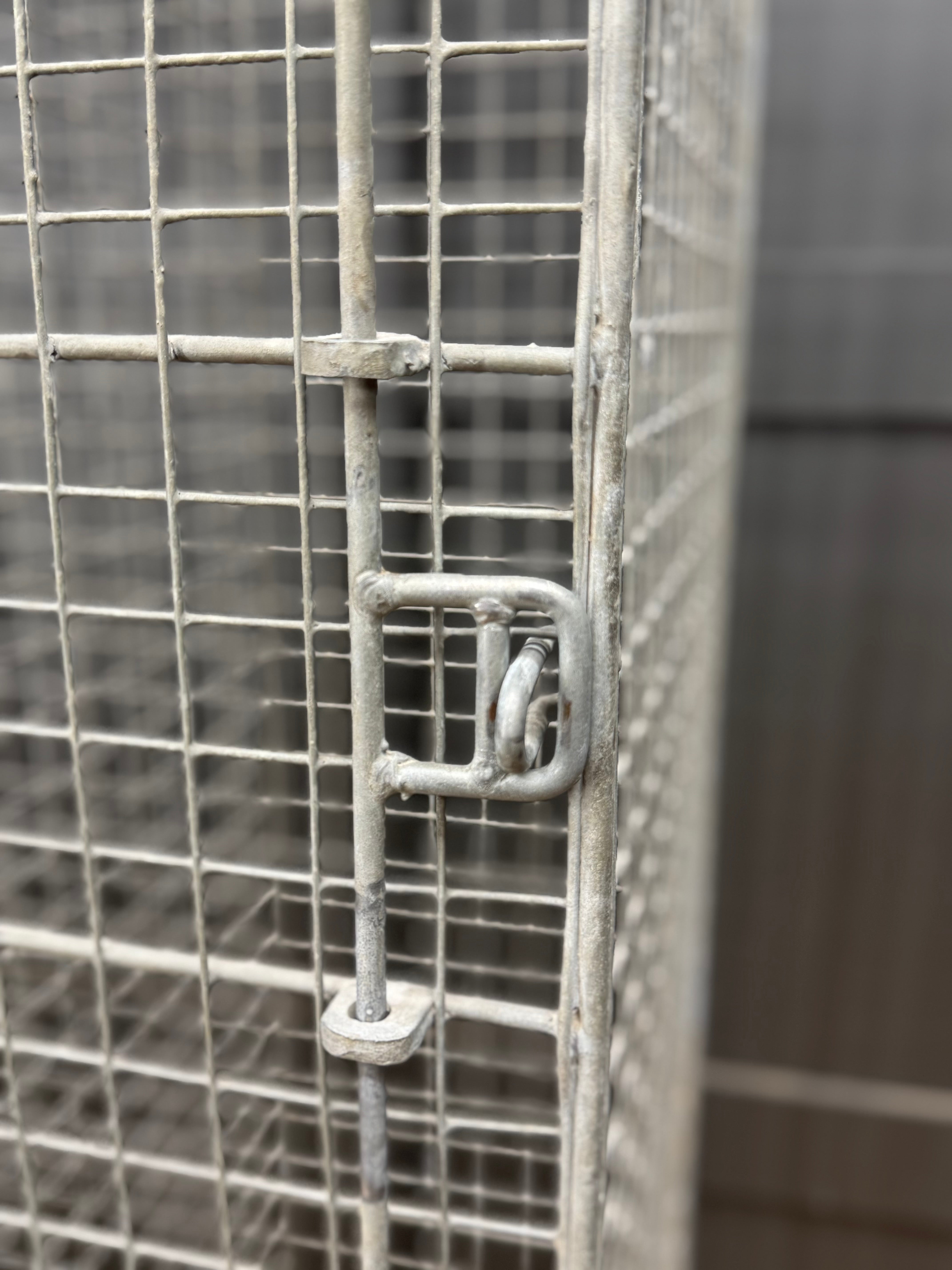 Industrial Vintage Wire Mesh Three Door Locker Storage Cabinet Cage Wardrobe