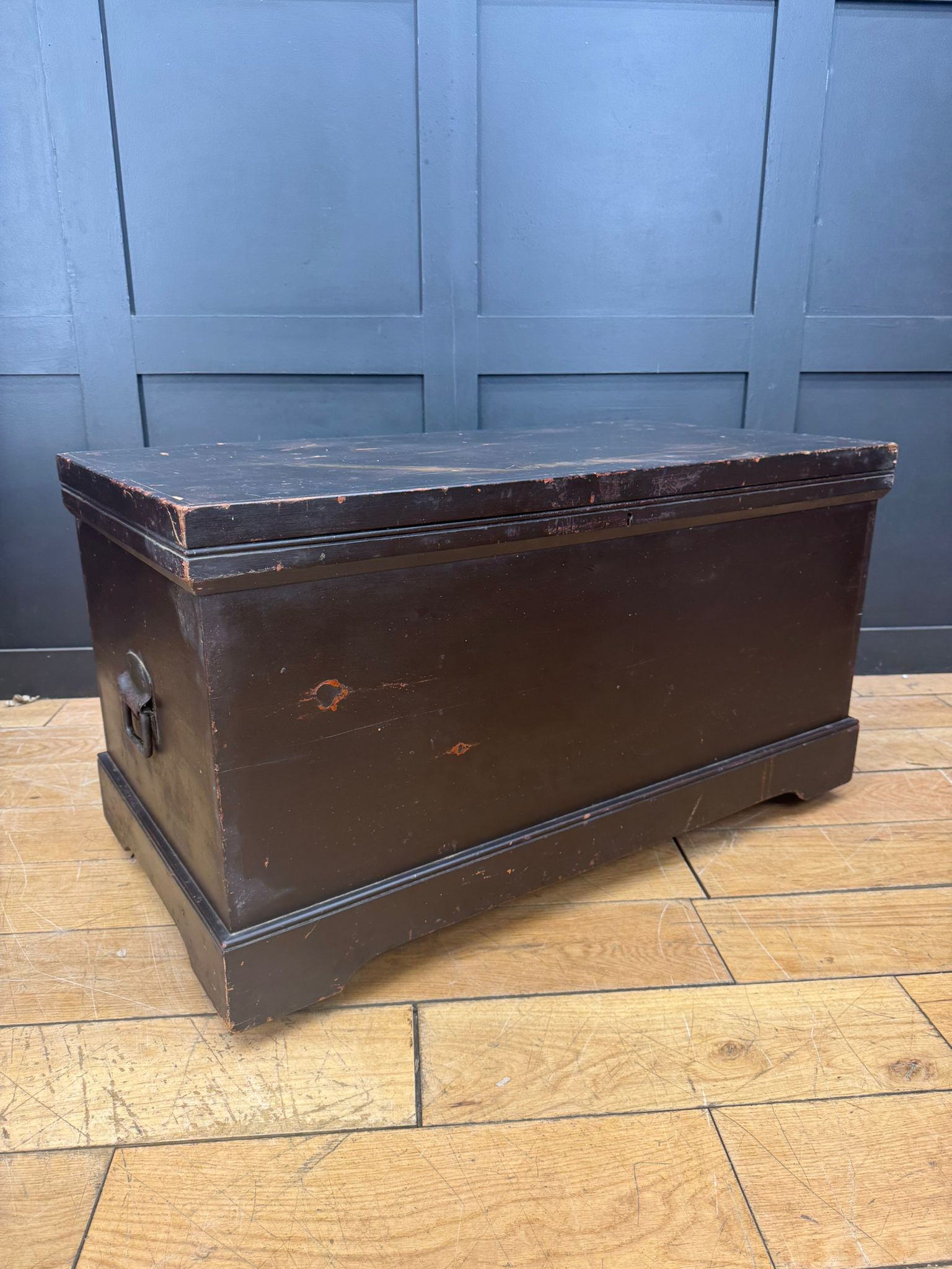 Antique Pine Trunk / Black Chest / Old Pine / Blanket Box / Coffee Table