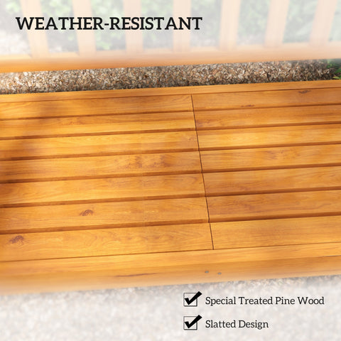 Outsunny Wooden Bench with Liftable Middle Table, Outdoor Bench, Patio Loveseat for Porch, Garden, Seats 2-3 People