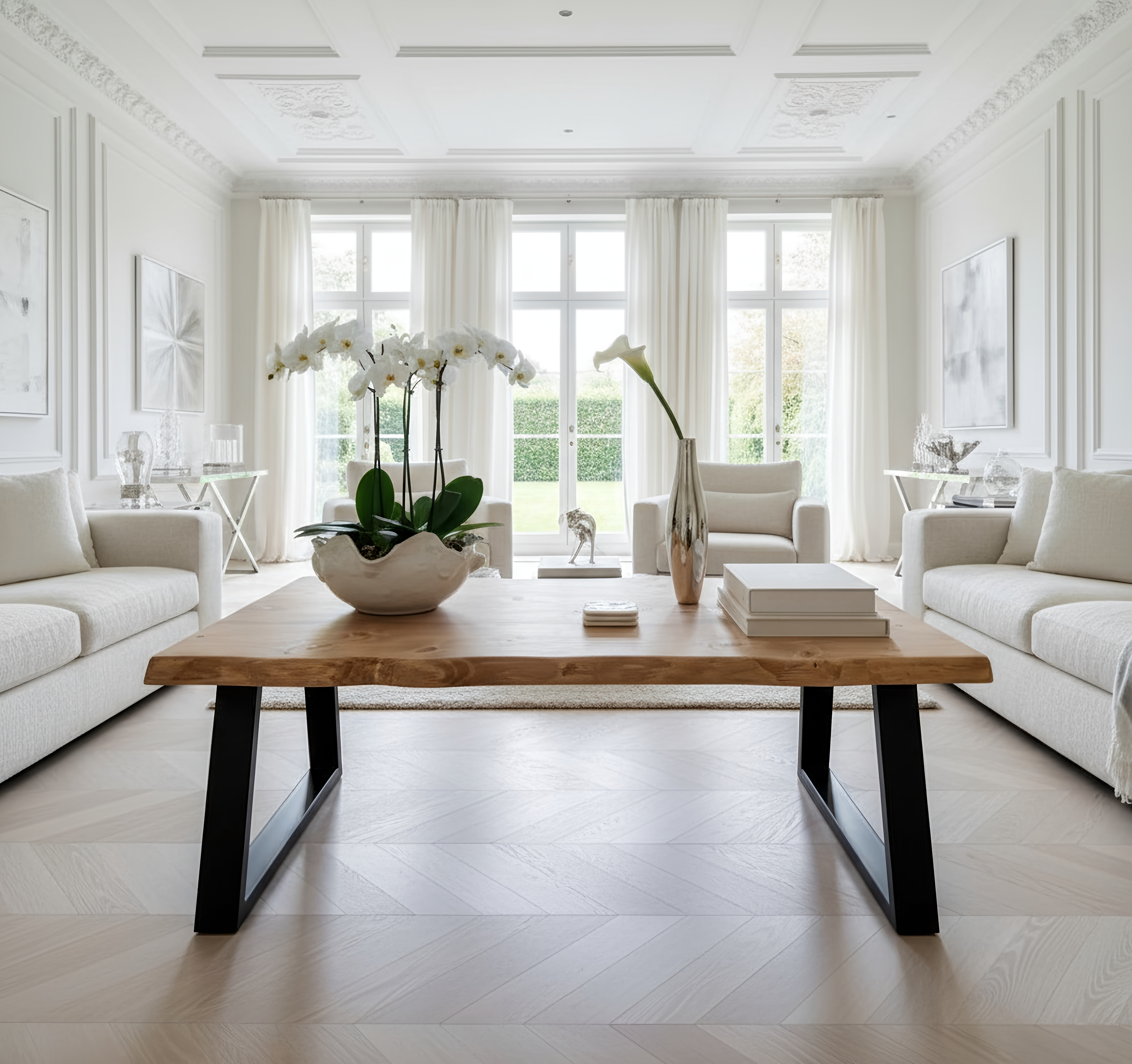 FENA Live / Waney Edge Coffee Table With Metal Trapezium Legs