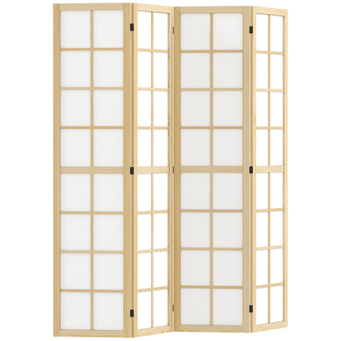 HOMCOM 4 Panel Folding Room Divider, Freestanding Room Separator, Indoor Privacy Screen for Living Room, Bedroom, 160 x 170cm