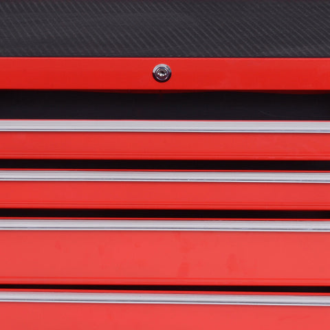 DURHAND 7-Drawer Rolling Tool Chest on Wheels, Lockable Tool Cabinet with Side Handle, Metal Tool Box Trolley for Garage, Workshop, Red