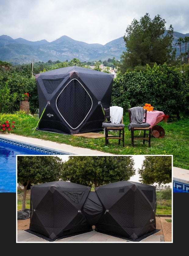 Premium Portable Sauna Tent — Pop-Up Gas Sauna, 2-4 Person, Connectable | FinSteam Fritid X