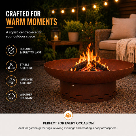 Heavy-Duty Pre-Rusted Metal Corten Steel Round Firepit