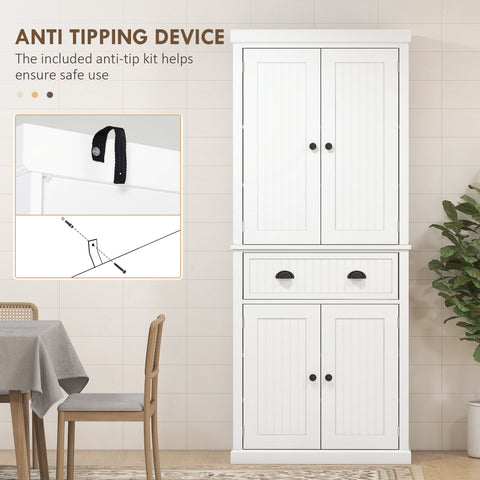 HOMCOM Kitchen Storage Cabinet with Drawer and Adjustable Shelves - White