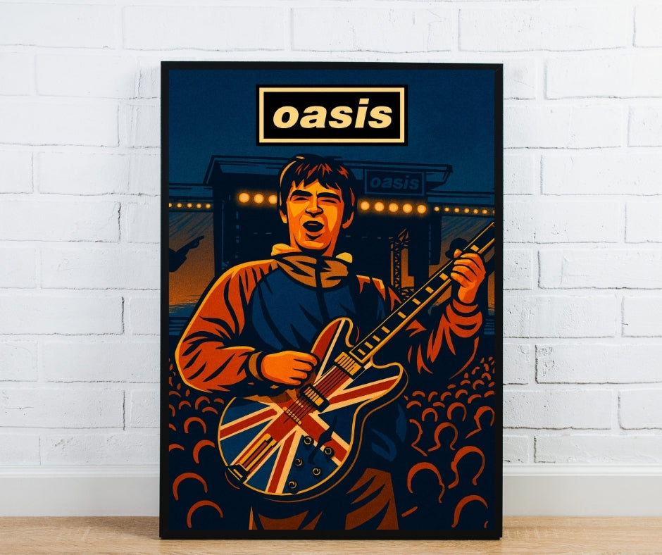 Noel Gallagher Union Jack Guitar Poster - Oasis Inspired Print