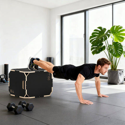 SPORTNOW Non-Slip Plyo Box, Corner-free Wooden Jump Box, 41 x 51 x 48 cm