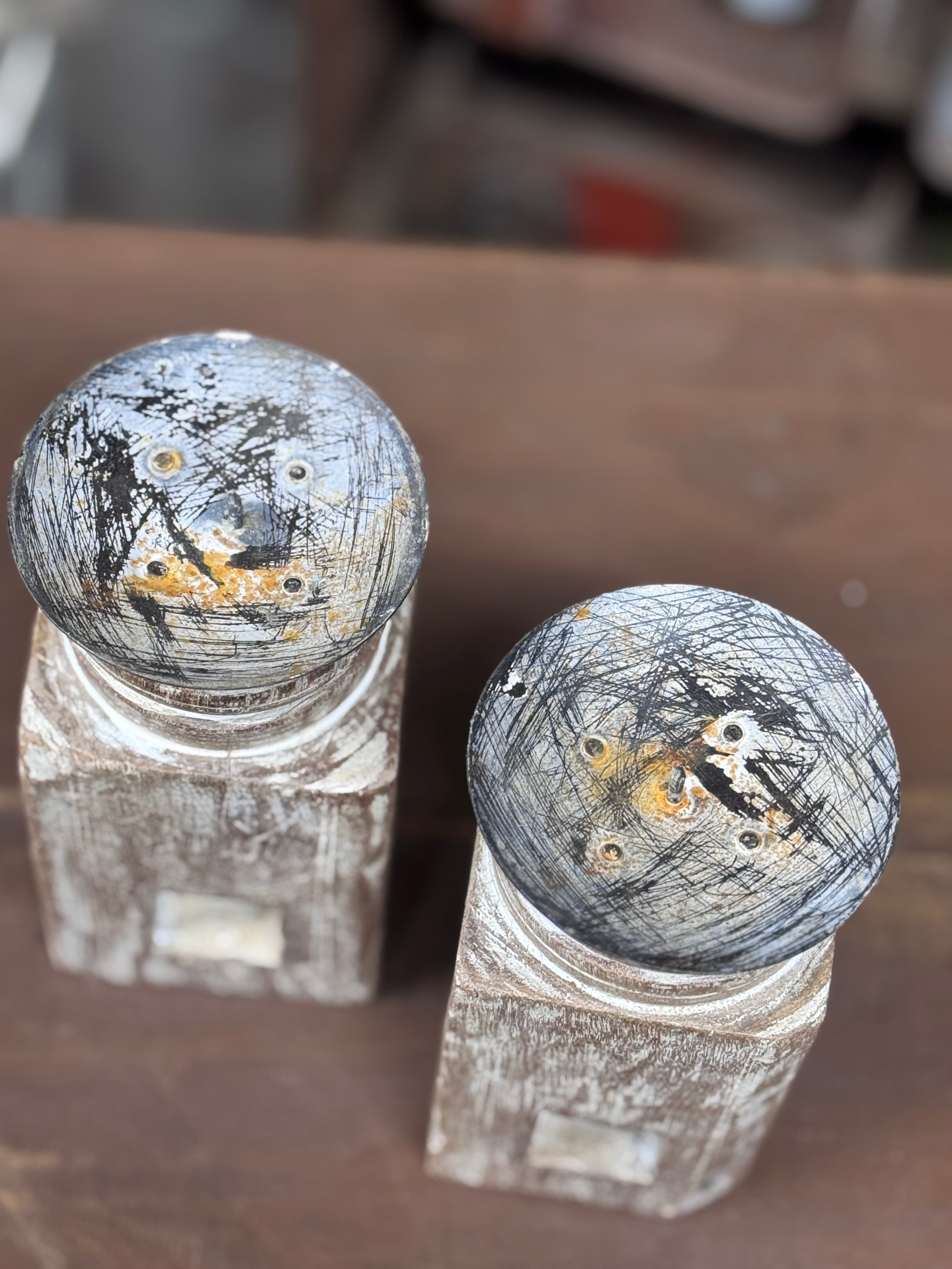 Pair Of Rustic Wooden Candle Holders / Large Church Candle Candlesticks /A