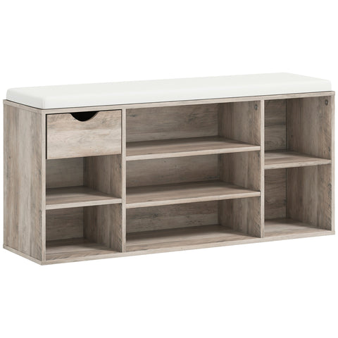HOMCOM Shoe Storage Bench with Cushion - Grey