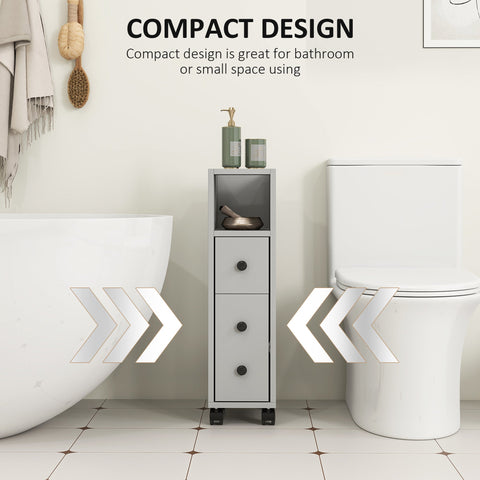 kleankin Slimline Bathroom Storage Cabinet - Grey