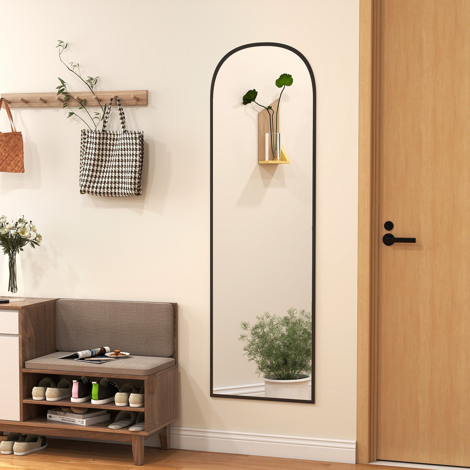 HOMCOM 165cm Aluminium Frame Standing Mirror - Black