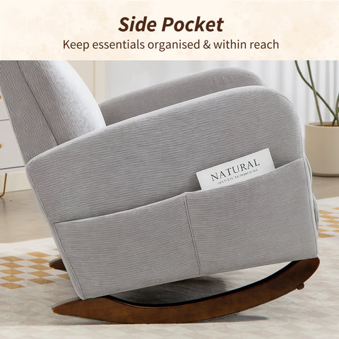 HOMCOM Corduroy Rocking Armchair - Grey