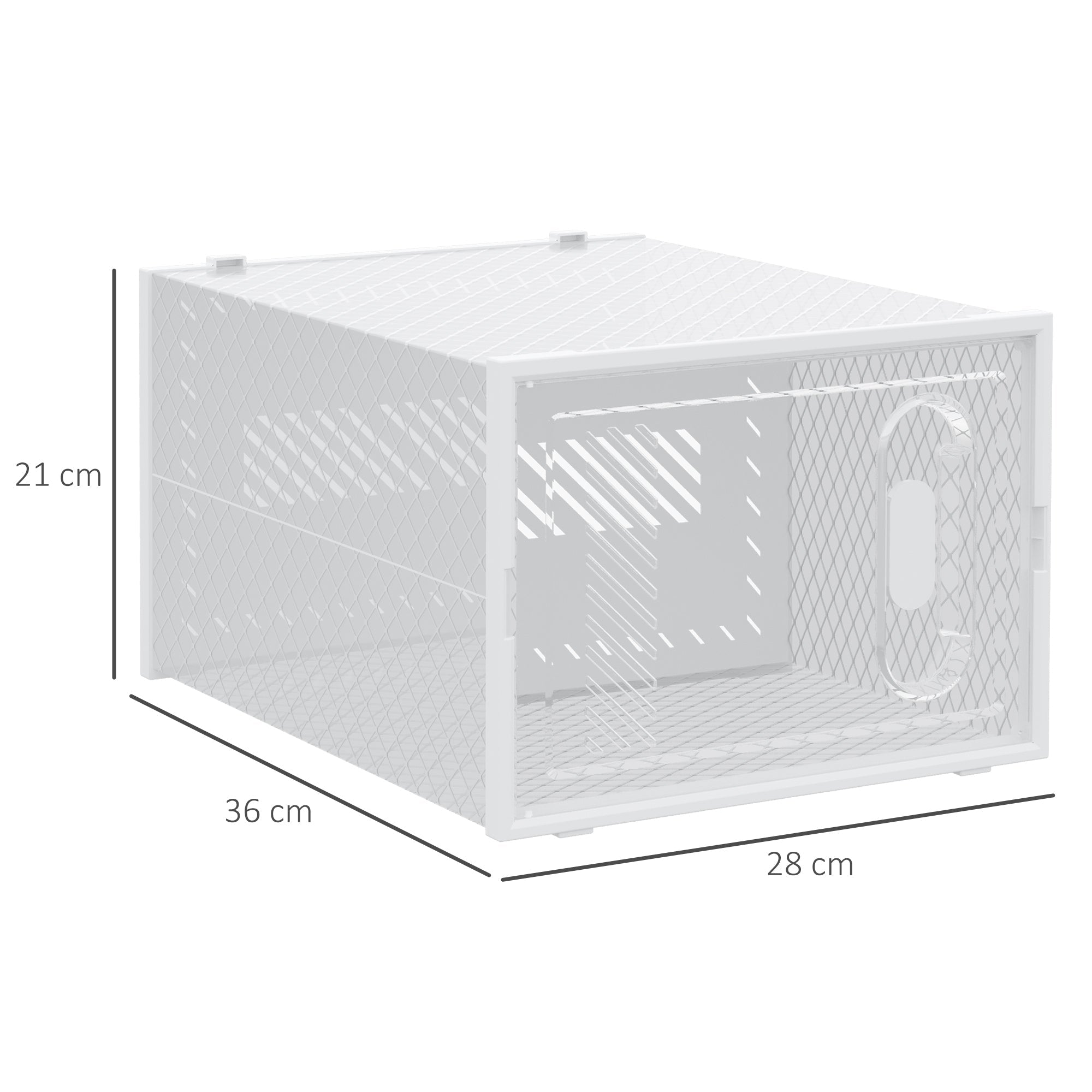 HOMCOM 18PCS Clear Shoe Box, Plastic Stackable Shoe Storage Box for UK/EU Size up to 12/46 with Magnetic Door for Women/Men, 28 x 36 x 21 cm